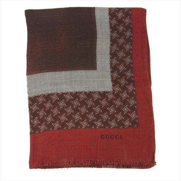 GUCCI グッチ 大判 ストール レッド系  レッド系【中古】