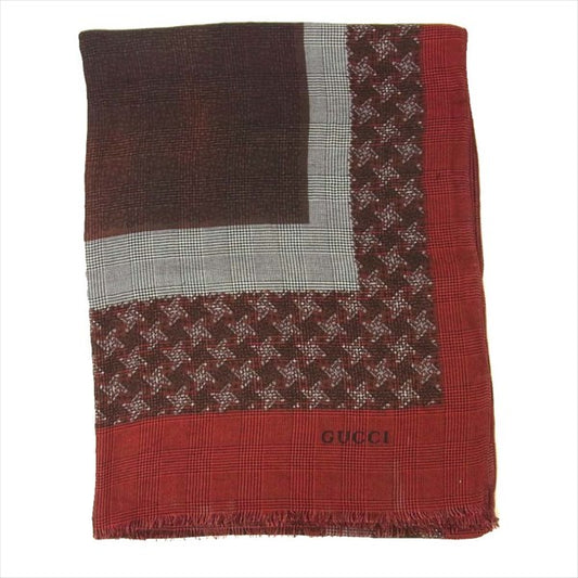 GUCCI グッチ 大判 ストール レッド系  レッド系【中古】