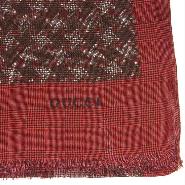 GUCCI グッチ 大判 ストール レッド系  レッド系【中古】
