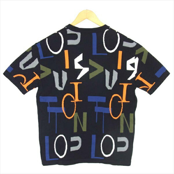 LOUIS VUITTON ルイ・ヴィトン 国内正規 1A7XF1 20AW LVSE エレクトリック インターシャ 半袖 コットン ニット 黒系 M【美品】【中古】