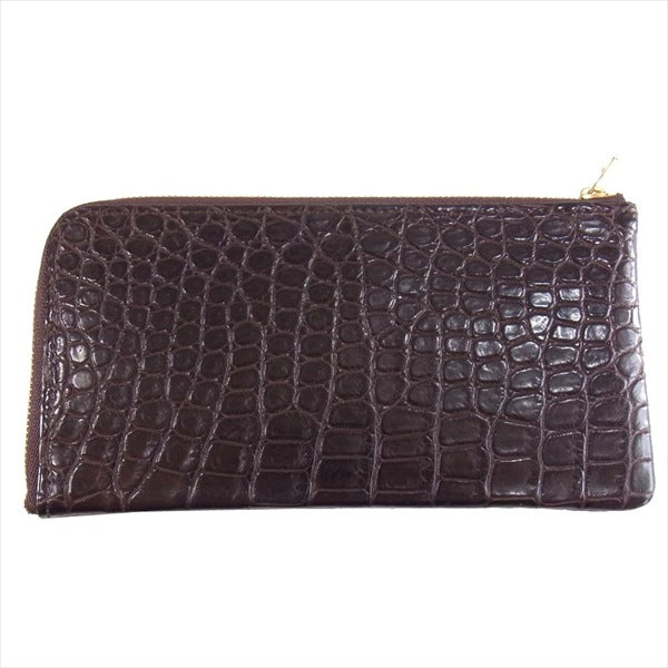 ガウディ クロコ L字 ロング ウォレット 札入れ 長財布 財布 ブラウン系【中古】