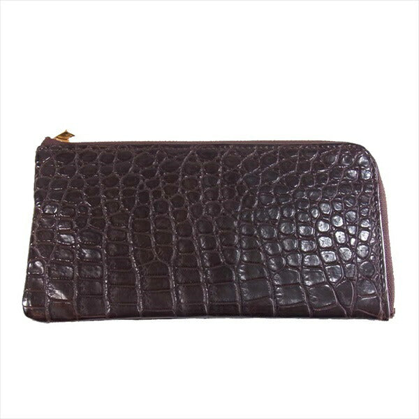 ガウディ クロコ L字 ロング ウォレット 札入れ 長財布 財布 ブラウン系【中古】