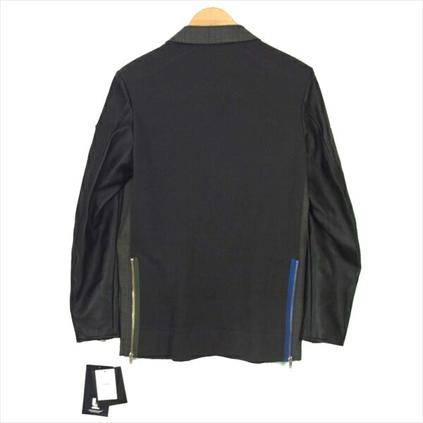 UNDERCOVER アンダーカバー 19SS UCW4104 袖レザー チェック テーラード ジャケット グレー系 1【極上美品】【中古】