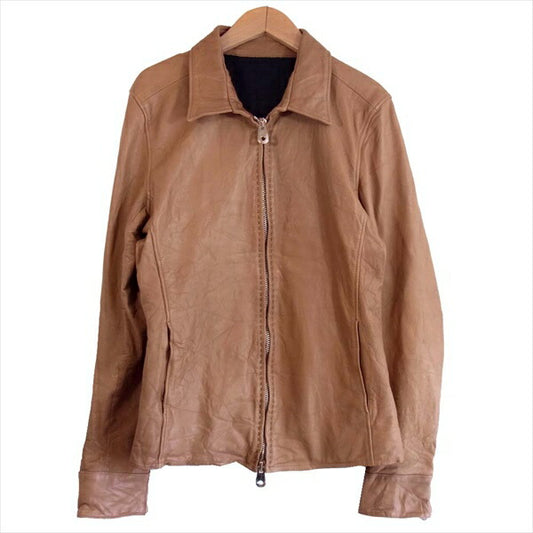 junhashimoto ジュンハシモト LET015WCF03 ZIP SHIRTS JACKET ジップ シャツ カウ レザー ジャケット ベージュ系 3【中古】