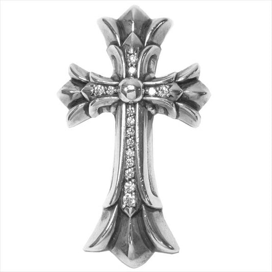 CHROME HEARTS クロムハーツ（原本有） 国内正規店原本付属 ダブル CHクロス パヴェダイヤ ペンダントトップ シルバー【中古】
