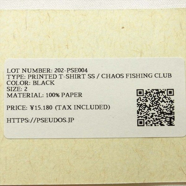 シュードス 202-PSE004 PRINTED T-SHIRT SS CHAOS FISHING CLUB Tシャツ ブラック系 2【新古品】【未使用】【中古】