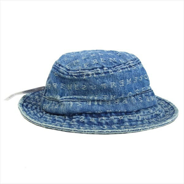 Supreme シュプリーム 20SS Jacquard Logos Denim Crusher ジャガード ロゴ デニム クラッシャー ハット 帽子 インディゴブルー系 S/M【新古品】【未使用】【中古】