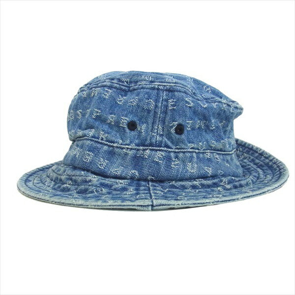 Supreme シュプリーム 20SS Jacquard Logos Denim Crusher ジャガード ロゴ デニム クラッシャー ハット 帽子 インディゴブルー系 S/M【新古品】【未使用】【中古】