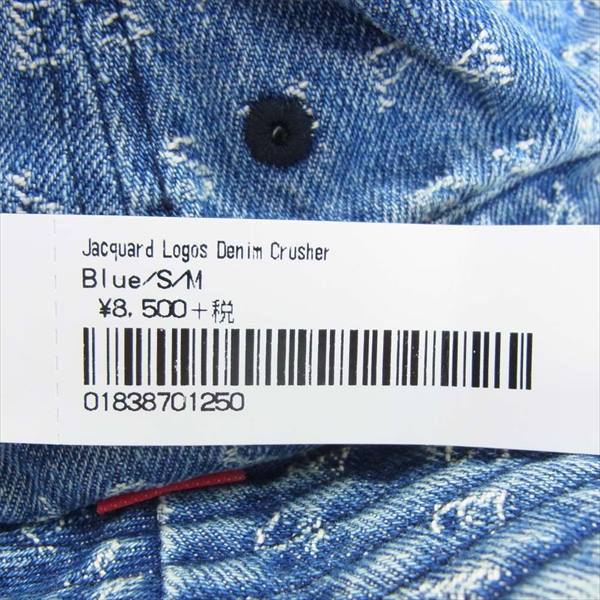 Supreme シュプリーム 20SS Jacquard Logos Denim Crusher ジャガード ロゴ デニム クラッシャー ハット 帽子 インディゴブルー系 S/M【新古品】【未使用】【中古】
