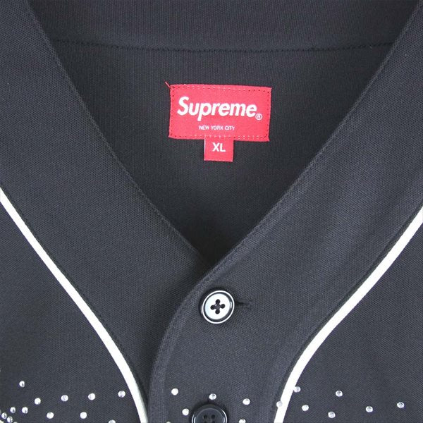 Supreme シュプリーム 20SS Rhinestone Baseball Jersey ラインストーン ベースボール ジャージ Tシャツ ブラック系 XL【新古品】【未使用】【中古】