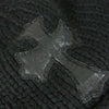 CHROME HEARTS クロムハーツ（原本無） 極美品 レザー クロスパッチ カシミヤ ビーニー クロスボール ニットキャップ 黒系【美品】【中古】