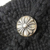 CHROME HEARTS クロムハーツ（原本無） 極美品 レザー クロスパッチ カシミヤ ビーニー クロスボール ニットキャップ 黒系【美品】【中古】