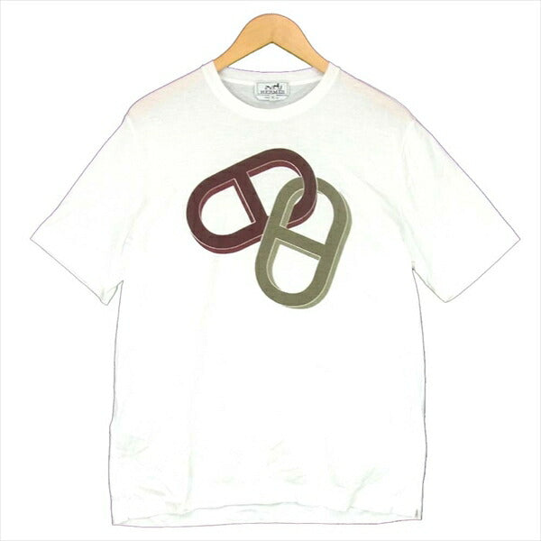 HERMES エルメス 国内正規品 Maillons Chaine d'Ancre シェーヌダンクル Tシャツ ホワイト系 M【美品】【中古】