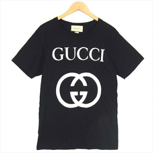 GUCCI グッチ 国内正規品 493117-X3Q35 18AW インターロッキングG オーバーサイズ Tシャツ 黒系 XS【中古】