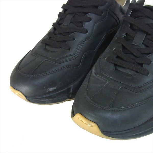 GUCCI グッチ 523609 RHYTON ロゴ レザースニーカー イタリア製 レザー 033 スニーカー ブラック系 8【中古】