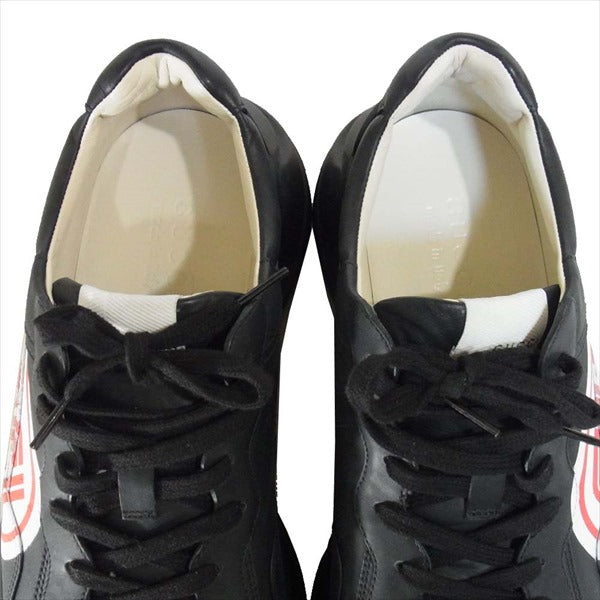 GUCCI グッチ 523609 RHYTON ロゴ レザースニーカー イタリア製 レザー 033 スニーカー ブラック系 8【中古】
