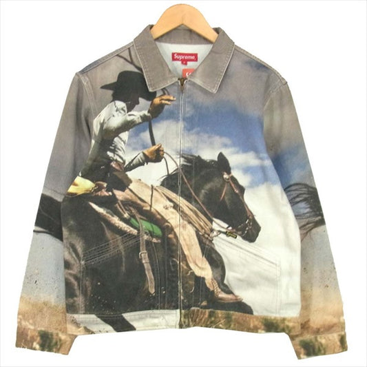 Supreme シュプリーム 17SS Cowboy Denim Work Jacket プリント デニム ジャケット マルチカラー系 M【新古品】【未使用】【中古】