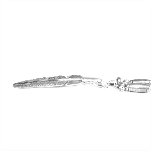 LARRY SMITH ラリースミス イーグルヘッドフェザー ビーズ カスタム ビーズ コイン ネックレス シルバー 全長47.3cm程度【中古】