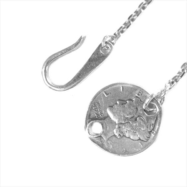 LARRY SMITH ラリースミス イーグルヘッドフェザー ビーズ カスタム ビーズ コイン ネックレス シルバー 全長47.3cm程度【中古】