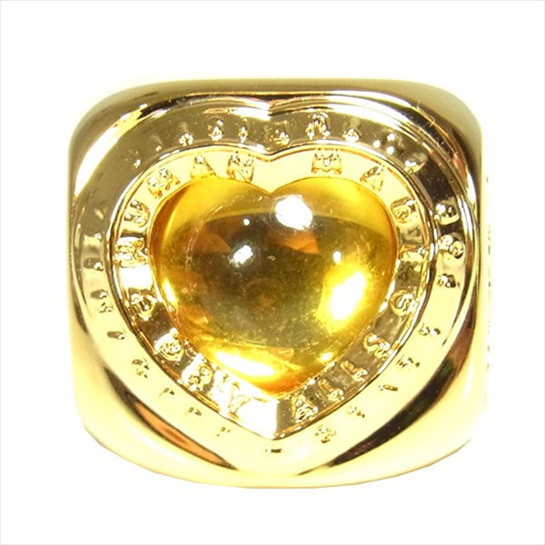 HUMAN MADE ヒューマンメイド 未使用品 HEART COLLEGE RING リング ゴールド系 15号程度【極上美品】【中古】