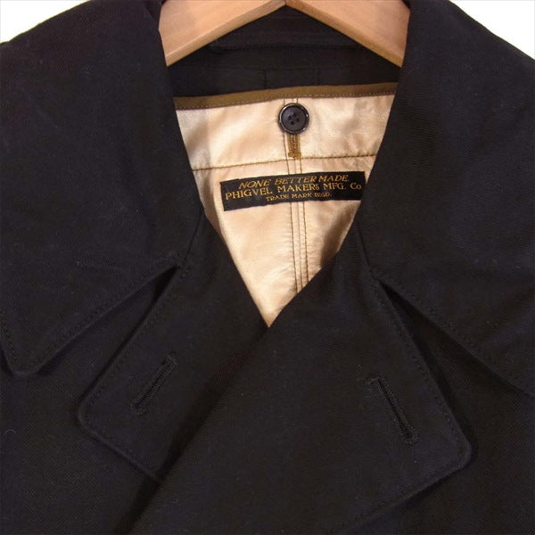 PHIGVEL フィグベル PMAE-OT09 DOUBLE-BREASTED MC COAT ミリタリー トレンチコート 黒系 1【美品】【中古】
