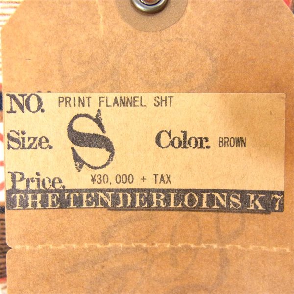 TENDERLOIN テンダーロイン 15AW T-PRINT FLANNEL SHT プリント フランネル 長袖シャツ ブラウン系 ブラウン系 S【美品】【中古】