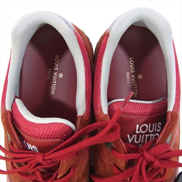 LOUIS VUITTON ルイ・ヴィトン GO0167 ランアウェイ ライン ダミエアンフィニ スウェード レザー スニーカー レッド系 8【美品】【中古】
