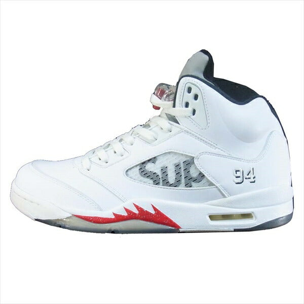 Supreme シュプリーム ナイキ エア ジョーダン NIKE AIR JORDAN 15AW 824371-101 5 RETRO ファイブ レトロ ハイカット スニーカー ホワイト系 US11.5【極上美品】【中古】
