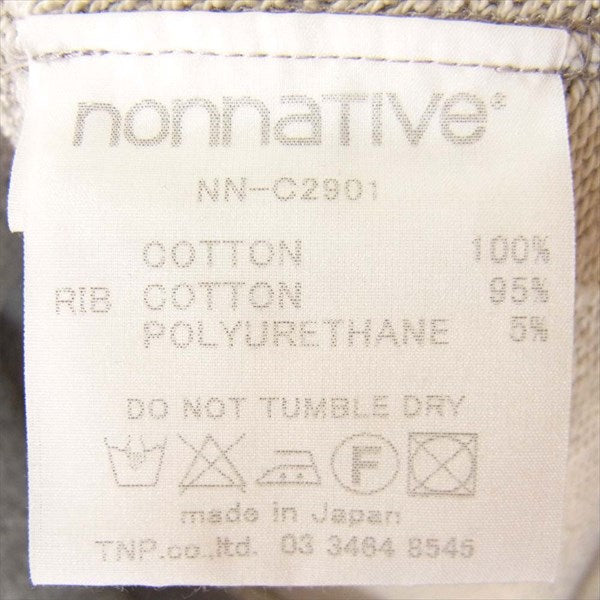 nonnative ノンネイティブ ノンネイティブ NONNATIVE NN-C2901 16SS DWELLER HOODED FULL ZIP COTTON SWEAT フルジップ ダメージ加工 ジップ パーカー グレー系 0 【美品】【即決】 グレー系【美品】【中古】