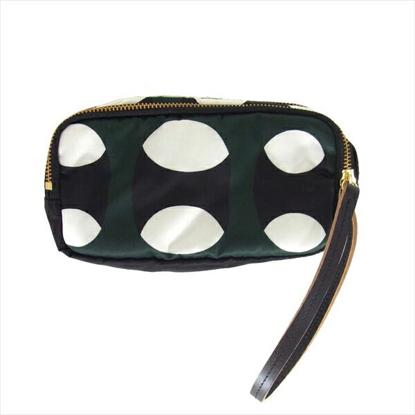 PORTER ポーター マルニ MARNI 16SS 別注 W ZIP POUCH M ダブルジップ ポーチ バッグ グリーン系【美品】【中古】