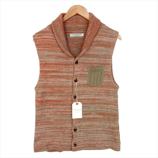 ISLAND KNIT WORKS アイランドニットワークス IKW-V-07 ショール カラー ミックス ニット ベスト ジレ ORANGEmix ORANGEmix 3【美品】【中古】