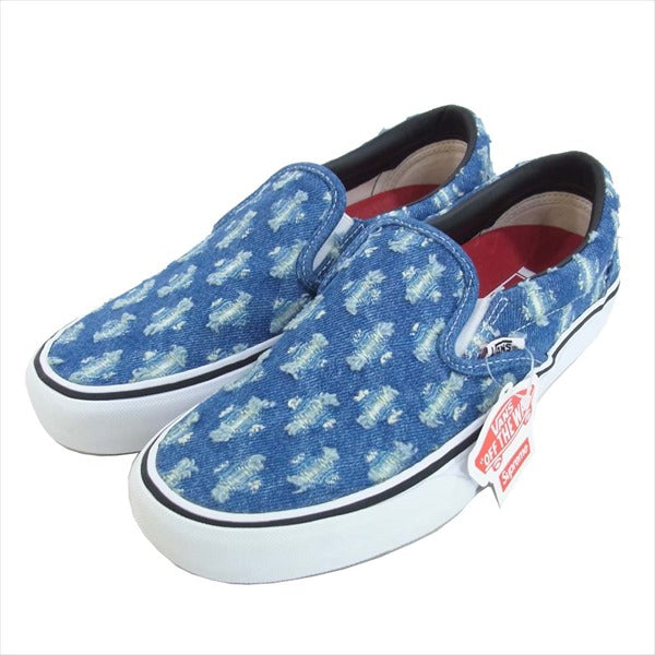 Supreme シュプリーム バンズ VANS 20SS VN0A38DD2DD LIP-ON Hole Punch BLUE DENIM ホールパンチ デニム スリッポン スニーカー インディゴブルー系 27cm【新古品】【未使用】【中古】