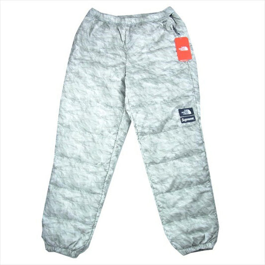 Supreme シュプリーム ザノースフェイス THE NORTH FACE 19AW paper print nuptse pant ペーパー プリント ヌプシ パンツ グレー系 L【美品】【中古】