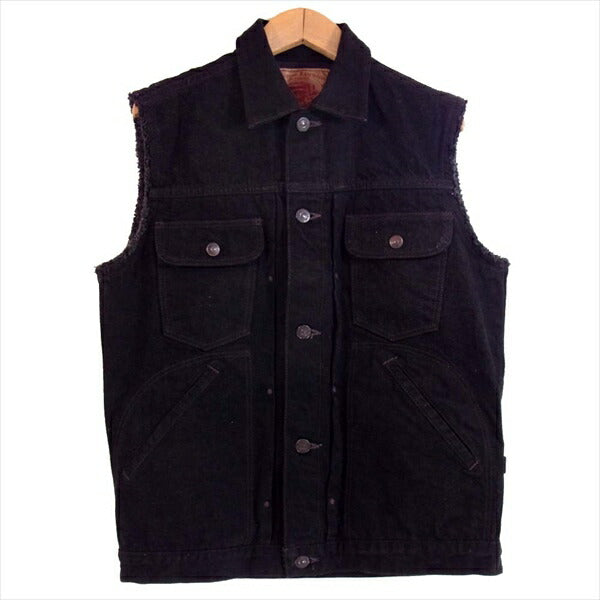 FREEWHEELERS フリーホイーラーズ Hipsters Reunion 666MJ ブラックデニム ベスト ジレ 黒系 W36【中古】
