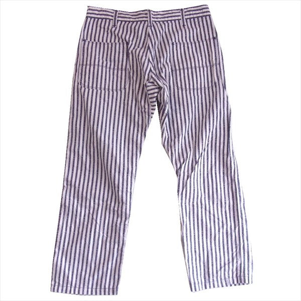BRU NA BOINNE ブルーナボイン 7216 ストライプ ワーク パンツ コットンパンツ 白×紫 白×紫【中古】