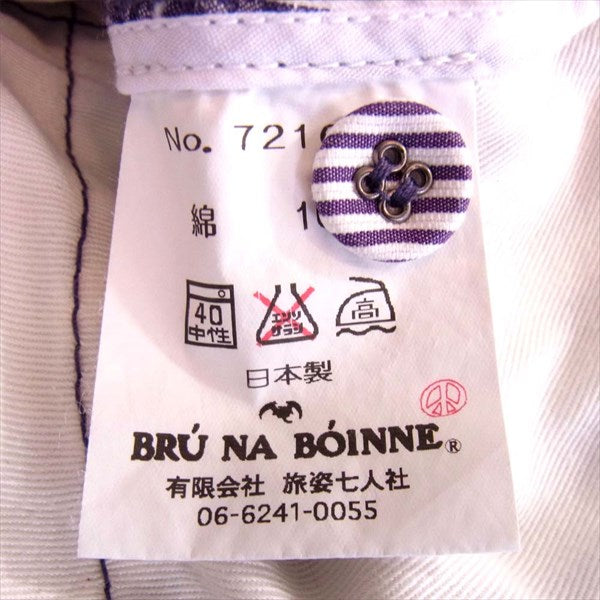 BRU NA BOINNE ブルーナボイン 7216 ストライプ ワーク パンツ コットンパンツ 白×紫 白×紫【中古】