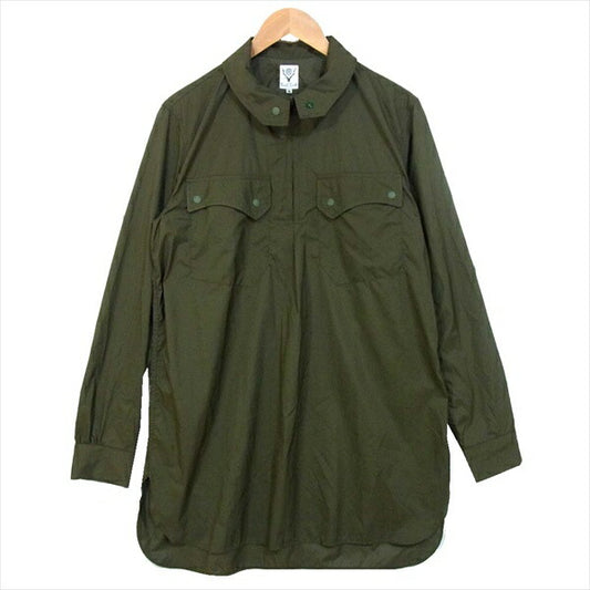 South2 West8 サウスツーウェストエイト ハーフジップ ナイロン プルオーバー 日本製 ジャケット カーキ(オリーブグリーン)系 M【美品】【中古】