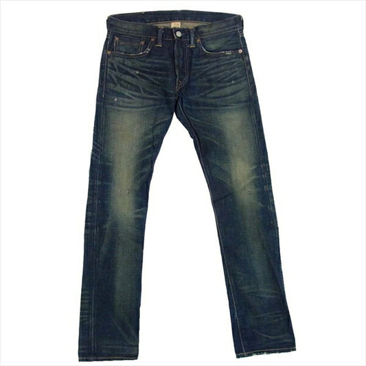 RRL ダブルアールエル RRLW-CA2-P USA製 USED加工 ボタンフライ スエードパッチ ダメージ デニム パンツ インディゴブルー系 W29【中古】