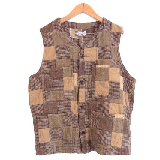 SUGAR CANE シュガーケーン SC11834 メンズ パッチワーク ベスト ジレ ブラウン系 ブラウン系 38【中古】