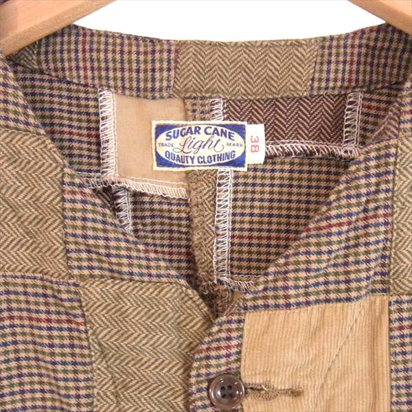 SUGAR CANE シュガーケーン SC11834 メンズ パッチワーク ベスト ジレ ブラウン系 ブラウン系 38【中古】