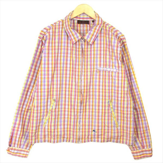 ETRO エトロ チェック ジップアップ シャツ イタリア製 コットン ブルゾン マルチカラー系 マルチカラー系 XXL【中古】