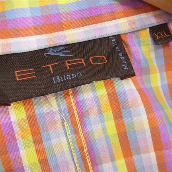 ETRO エトロ チェック ジップアップ シャツ イタリア製 コットン ブルゾン マルチカラー系 マルチカラー系 XXL【中古】
