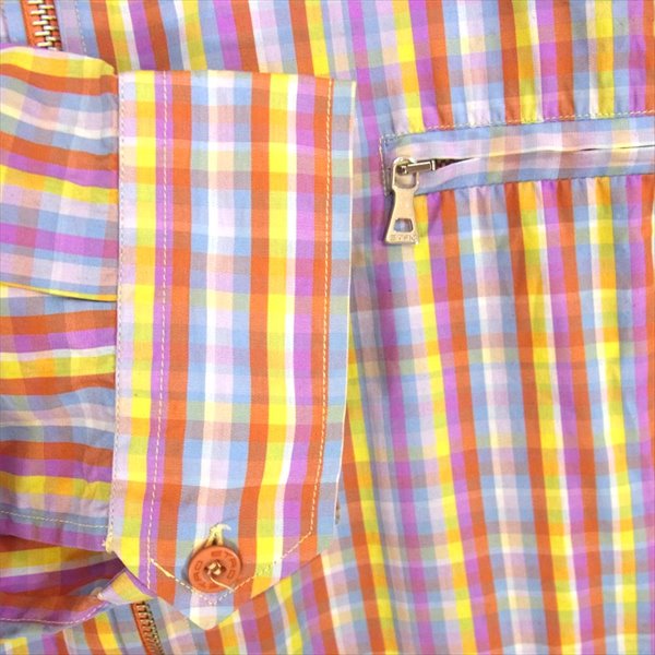 ETRO エトロ チェック ジップアップ シャツ イタリア製 コットン ブルゾン マルチカラー系 マルチカラー系 XXL【中古】