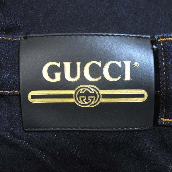 GUCCI グッチ 国内正規品 543712 XDADD ロゴパッチ スキニー デニム パンツ インディゴブルー系 34【美品】【中古】