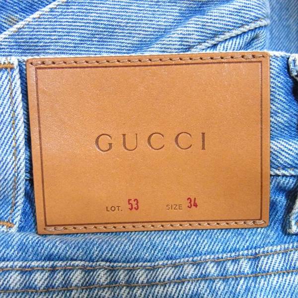 GUCCI グッチ 国内正規品 430368 XR606 ウェブ付き テーパード デニムパンツ デニム パンツ ブルー系 34【中古】