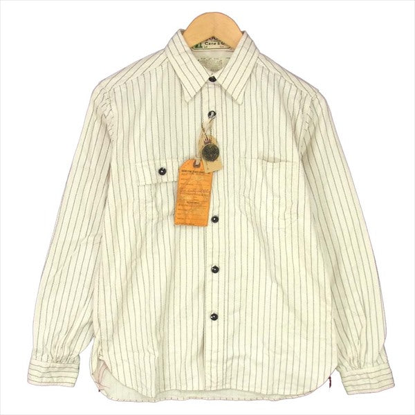 SUGAR CANE シュガーケーン SC27076 8.5oz. WHITE WABASH WORK SHIRT ウォバッシュ ワーク 長袖シャツ 白系 S【新古品】【未使用】【中古】