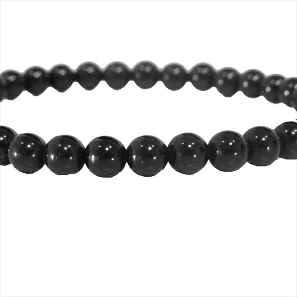 CHROME HEARTS クロムハーツ（原本無） 6mm BEAD ブレス ゴム ストーン CH シルバーボール ブレスレット ブラック系【中古】