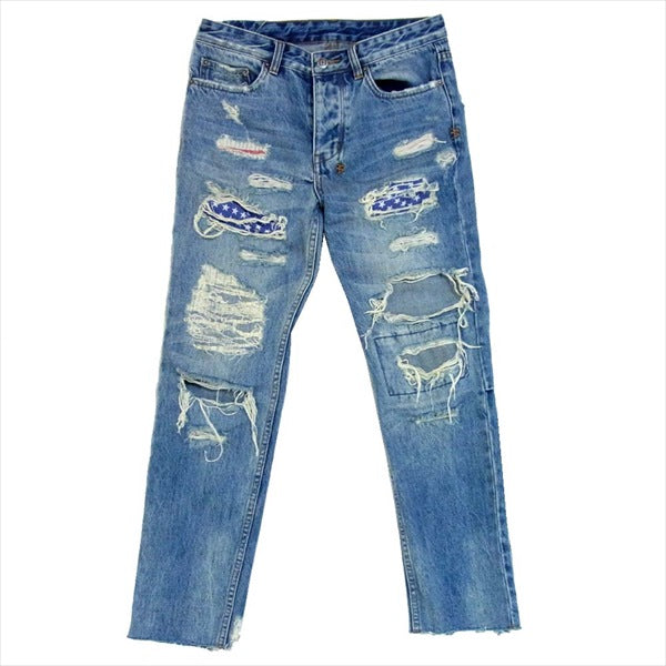 スビ CHITCH RATTLE TRASH リペア 加工 クラッシュデニム デニム パンツ インディゴブルー系 30【中古】