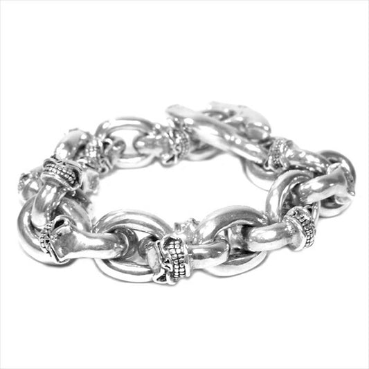 STARLIN GEAR スターリンギア ギャランティ付属 Twin Skull w/Basiclink ツインスカル ベーシックリンク ブレスレット シルバー【中古】