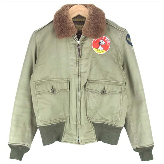 The REAL McCOY'S ザリアルマッコイズ B-10 裏ボア パッチ フライト ジャケット カーキ(オリーブグリーン)系 34【中古】